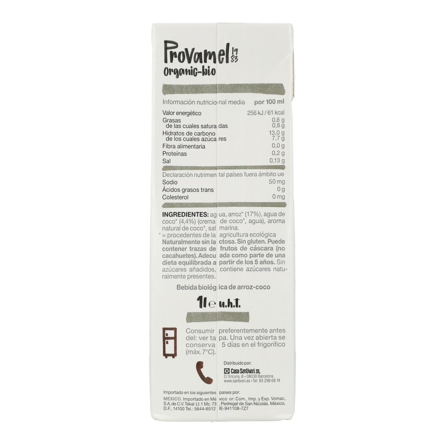 Bebida de Arroz y Coco Bio Provamel 1 L