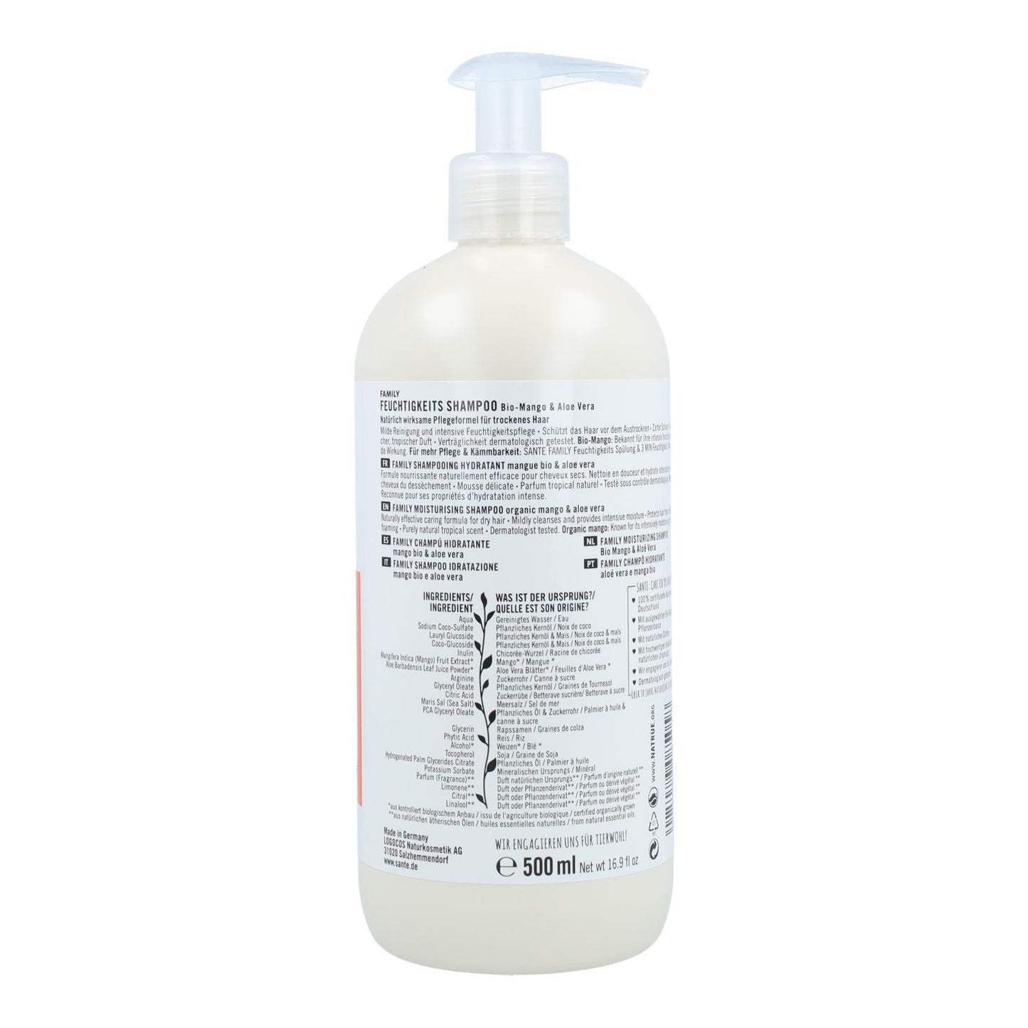 Champú Hidratante Family Aloe Vera & Mango, Sante  500 ml