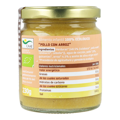 Pack 12x Tarrito BIO pollo con arroz +6 meses Smileat, 230g