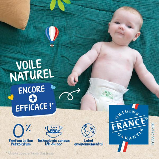Pañales tidoo Pañal etiquetado ecológico, origen francés, talla 4+ (9-20kg)