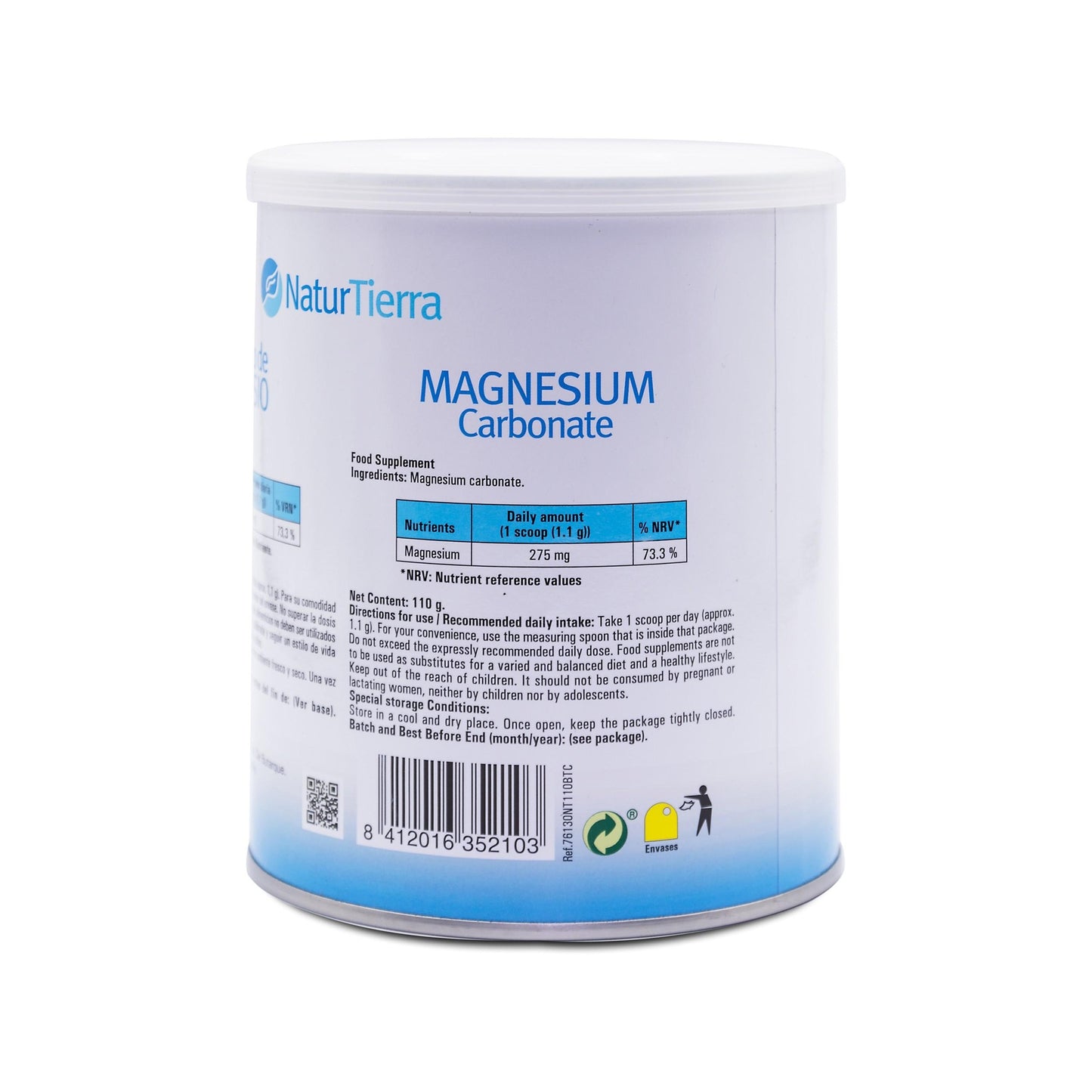 Carbonato de magnesio, 110 gramos. NaturTierra