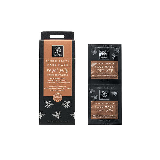 Mascarilla facial reafirmante Express Gold Apivita 2 x 8 ml