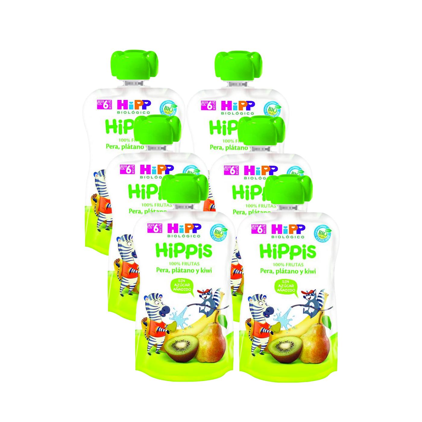 Pack 6 Pouches Bolsitas Biológicas Kiwi, pera y plátano HiPP 100 g
