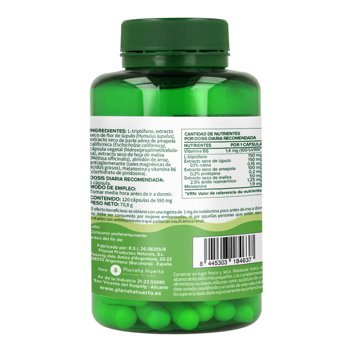 Melatonina complex Planeta Huerto 120 cápsulas