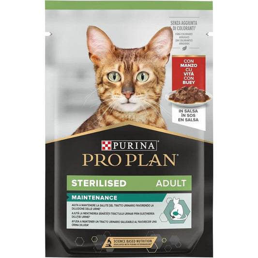 PRO PLAN Gato esterilizado Buey en Salsa 85g