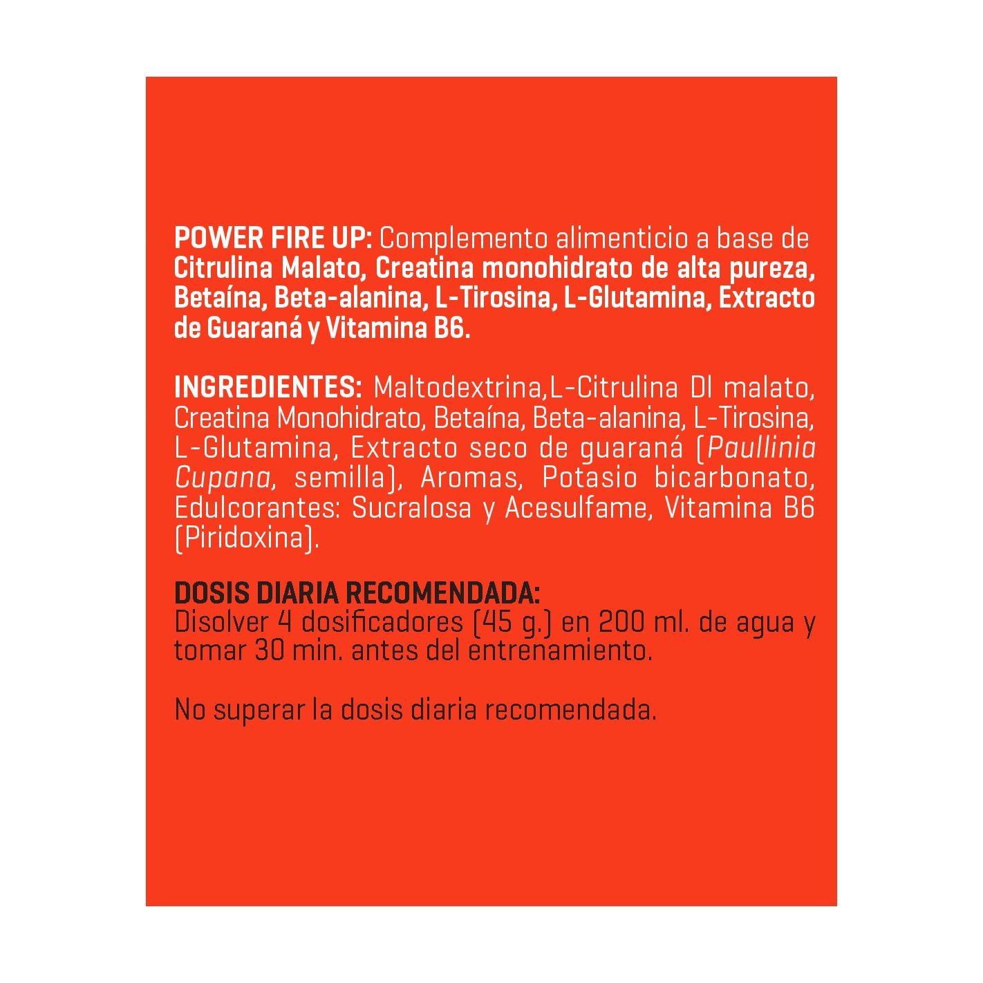 Pre-entreno Power Fire Up Powergym  Cítricos