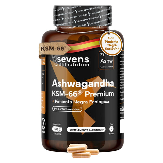 Ashwagandha KSM 66 Complex con Pimienta Negra Sevens Nutrition 120 cápsulas