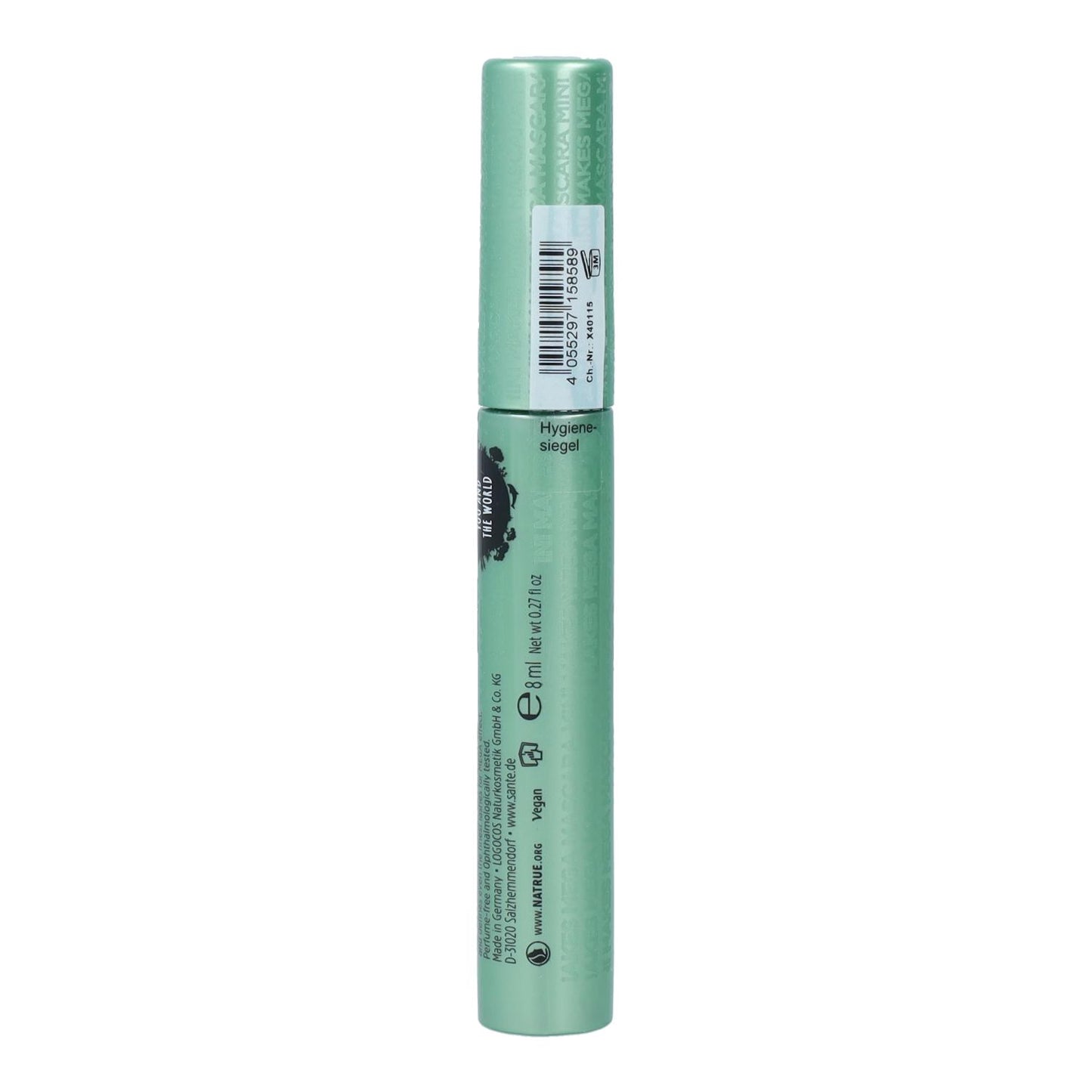Máscara pestañas mini makes mega 01 black 8 ml Sante