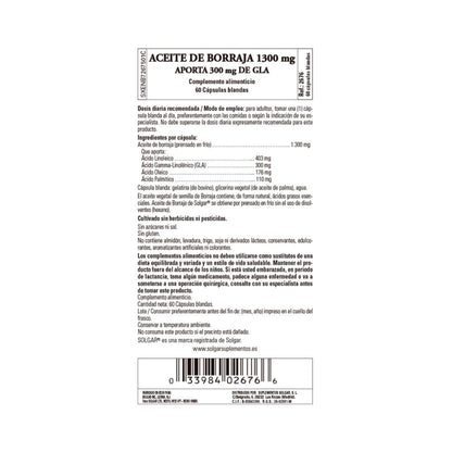Aceite de Borraja, 60 cápsulas Solgar 1300mg