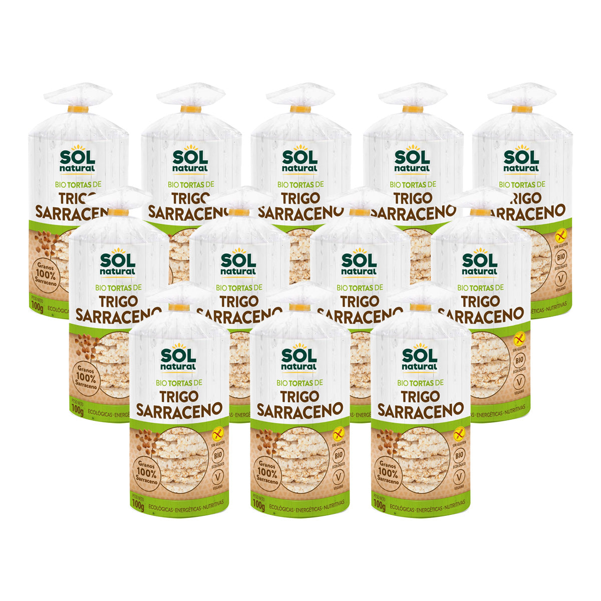 Pack 12x Tortitas de trigo sarraceno bio sin gluten Sol Natural 100 g