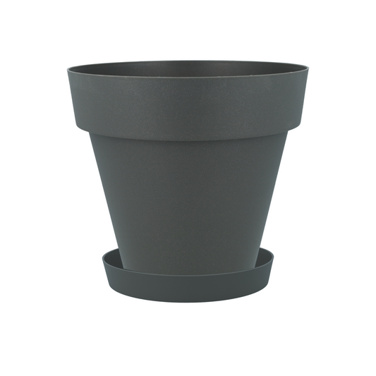 Pack maceta con plato color antracita Tes 22 x 20 cm