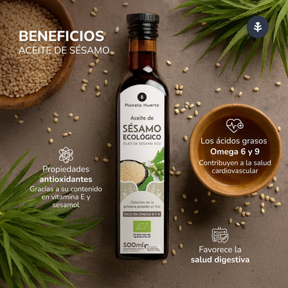 Pack 3x Aceite de Sésamo prensado en frío ECO Planeta Huerto 500 ml