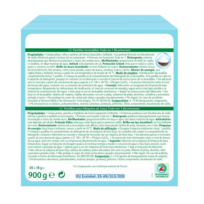 Pack 10x Lavavajillas Máquina Pastillas Soda Frosch 50 uds (Formato Familiar)