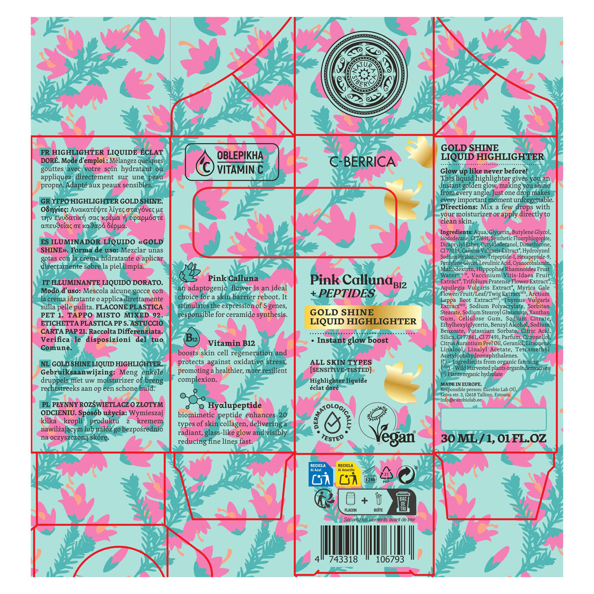 Iluminador Líquido «Gold Shine» Natura Siberica 30 ml