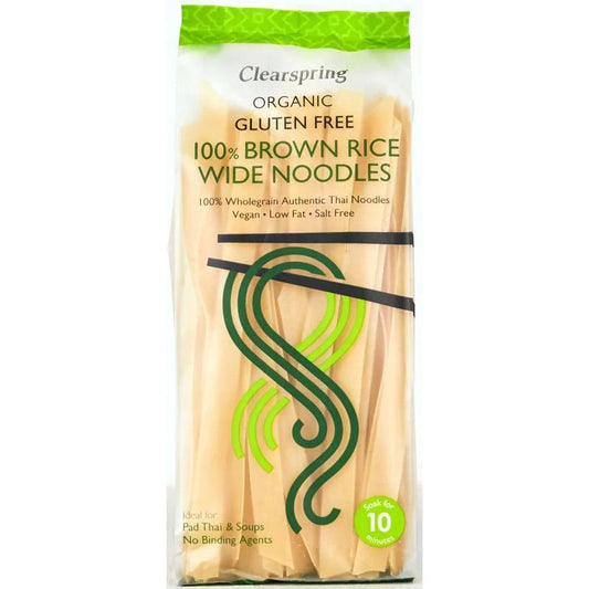 Fideos anchos Noodles de Arroz Integral Sin Gluten Clearspring 200 g
