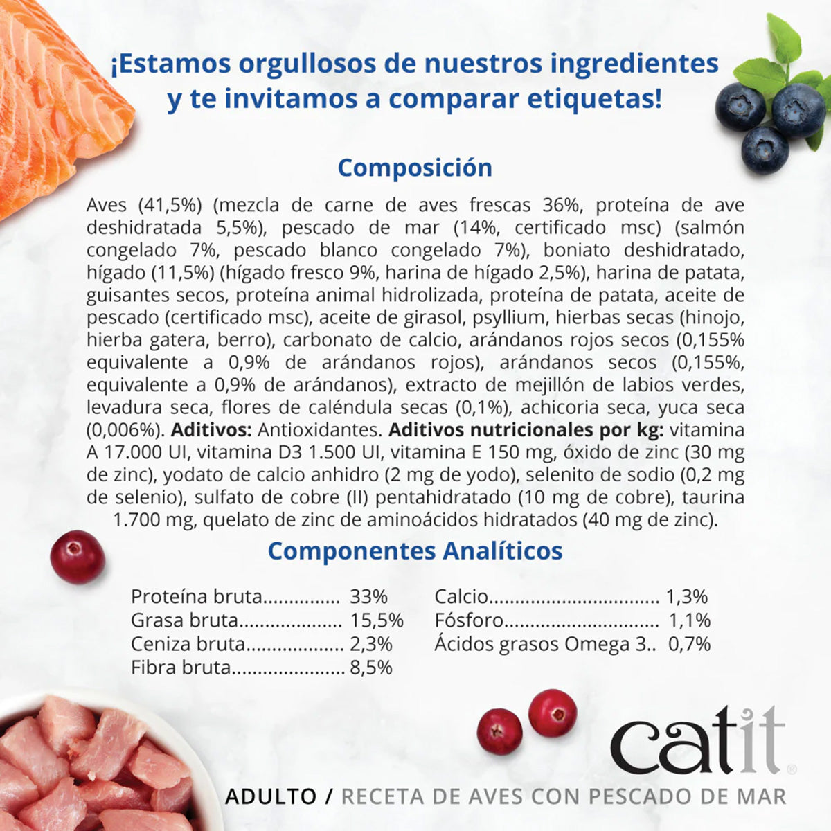 Pienso para gatos adultos con pescado de mar Recipes 2 kg Catit
