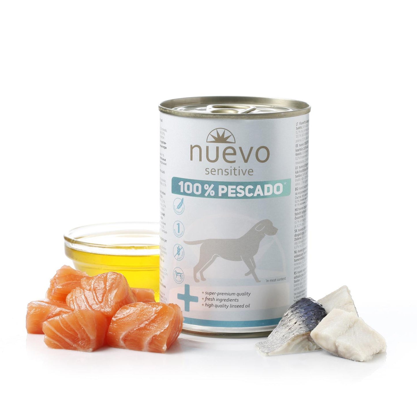 Nuevo Lata Perro Sensitive 100% Pescado 400 g monoprotéica