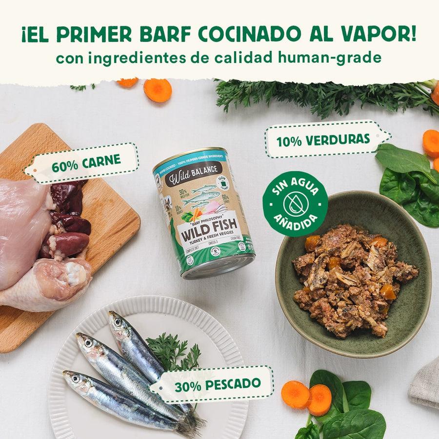 Pack Lata de Pescado y Pavo BARF para perros 6x400 g Wild Balance