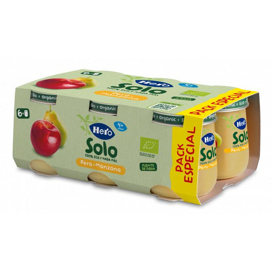 Tarrito de Pera y Manzana Eco 6 x 120 g-Hero Solo