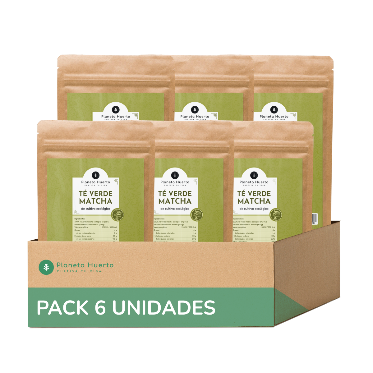 Pack 6xTé Matcha en polvo ECO Planeta Huerto 70 g