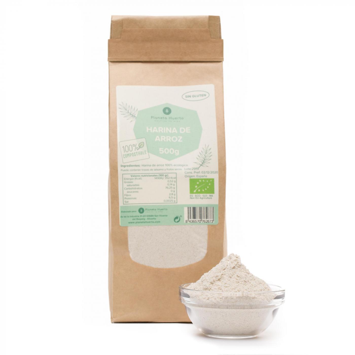 Harina de Arroz integral Sin Gluten ECO Planeta Huerto 500 g