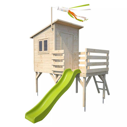 Casita infantil elevada de madera con tobogán Portland Soulet