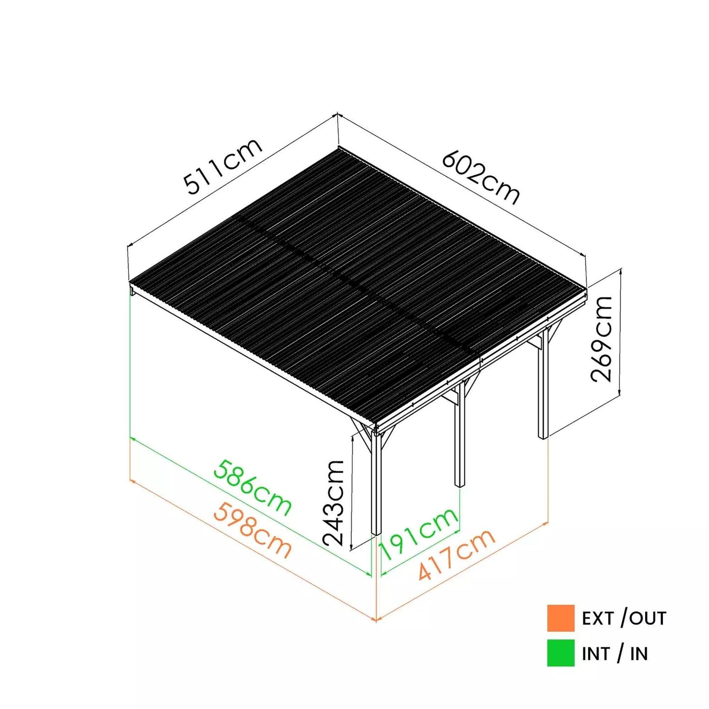 Cochera Victor adosada doble 602x511xH252 cm