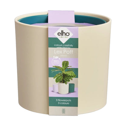 Lex Pott pack blanco, verde, violeta Elho 14cm 100% reciclado