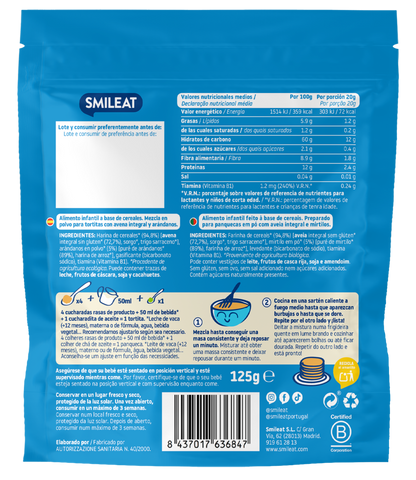 Pack 4x Mix Tortitas Avena integral y arándanos ECO, Smileat, 125 g