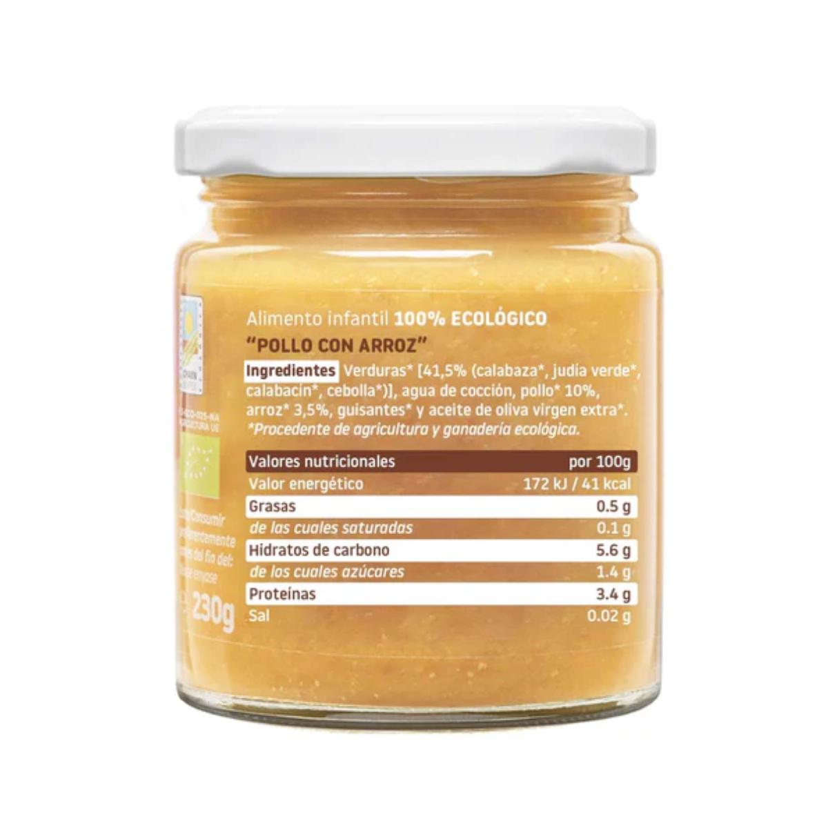 Tarrito BIO pollo con arroz +6 meses Smileat, 230g
