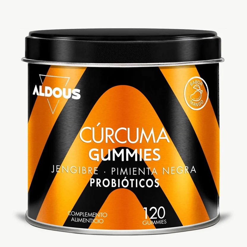 Cúrcuma con Jengibre y Pimienta Negra + Probioticos Aldous Bio 120 Gominolas