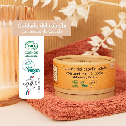 Cuidado del cabello sólido con aceite de Ciruela, Melocotón y vainilla Comme Avant 50 g