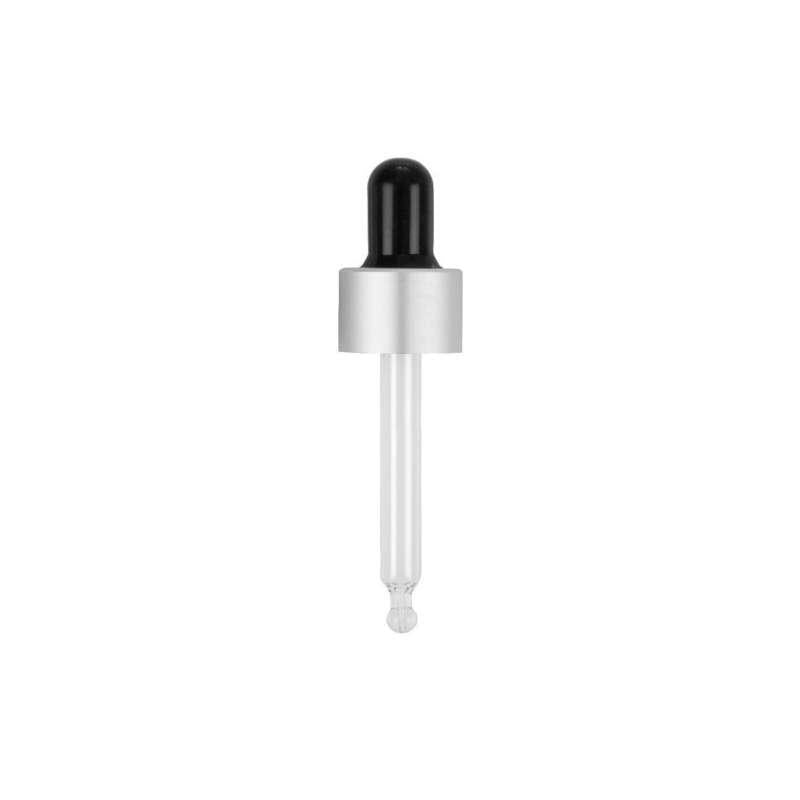 Pipeta cuentagotas Negra - Plata con rosca 18 mm para botella de vidrio, Camassia