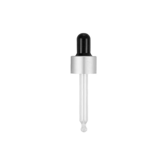 Pipeta cuentagotas Negra - Plata con rosca 18 mm para botella de vidrio, Camassia