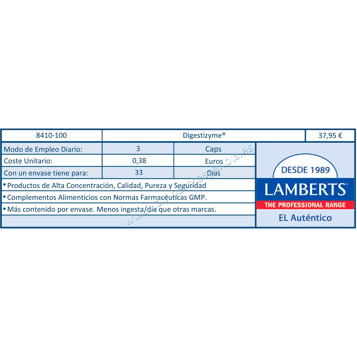 Pack 2x Digestizyme Enzimas Digestivas, Lamberts, 100 cápsulas