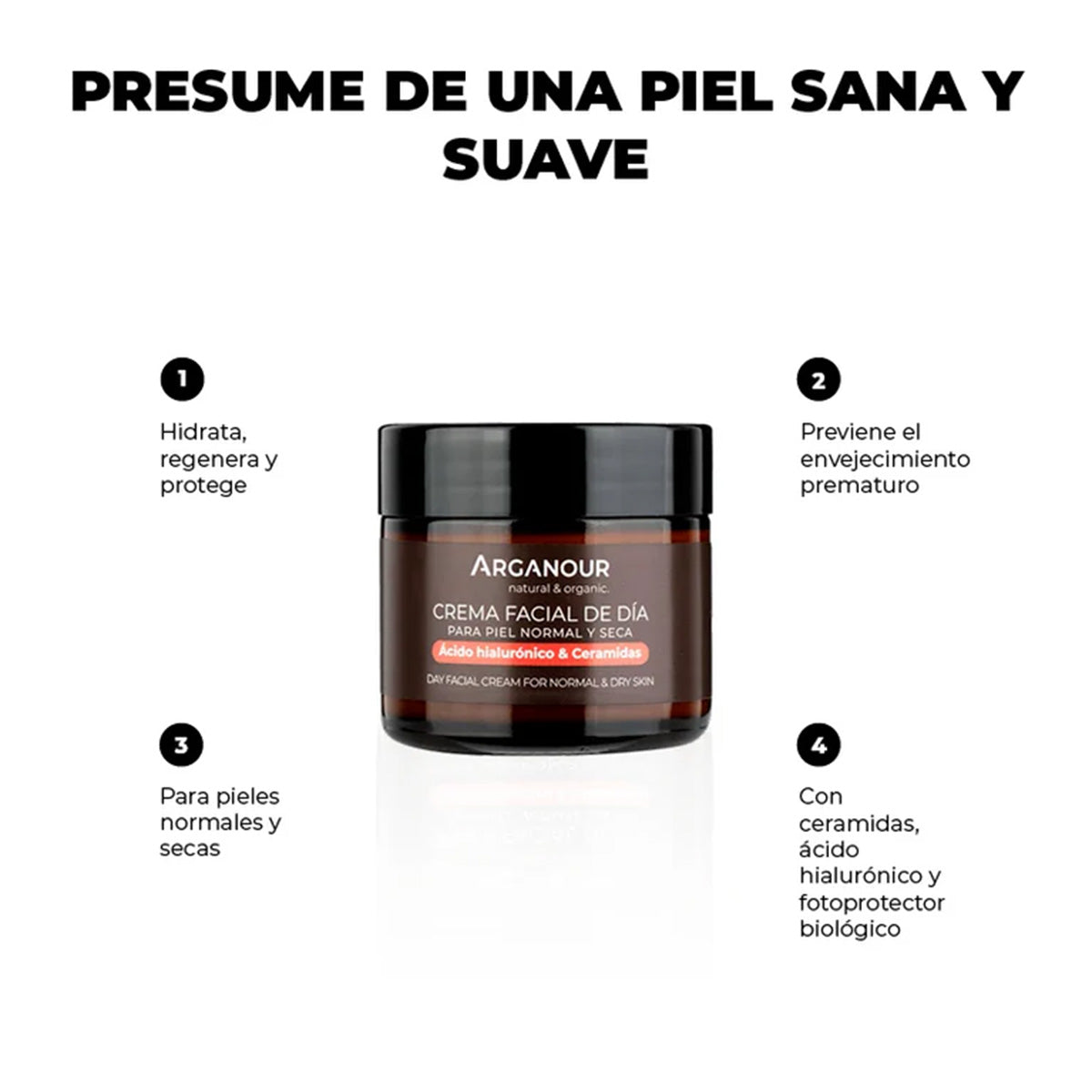 Crema facial día para piel normal y seca Arganour 50 ml