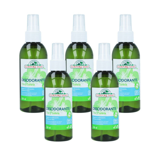 Pack 5x Desodorante tilo y salvia Corpore Sano 150 ml