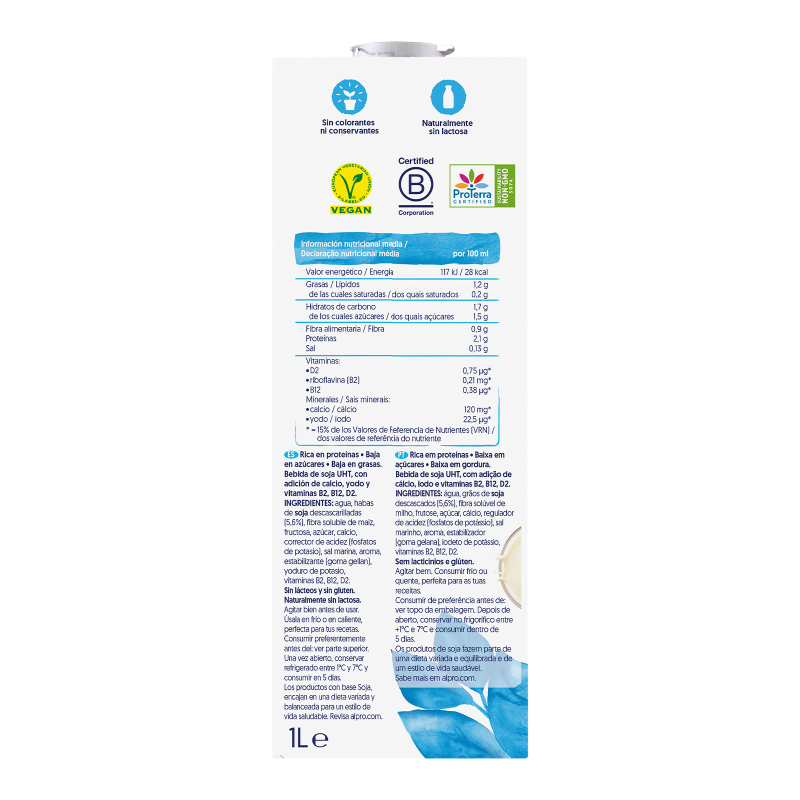 Pack 6x Bebida de Soja Ligera Alpro 1 Litro