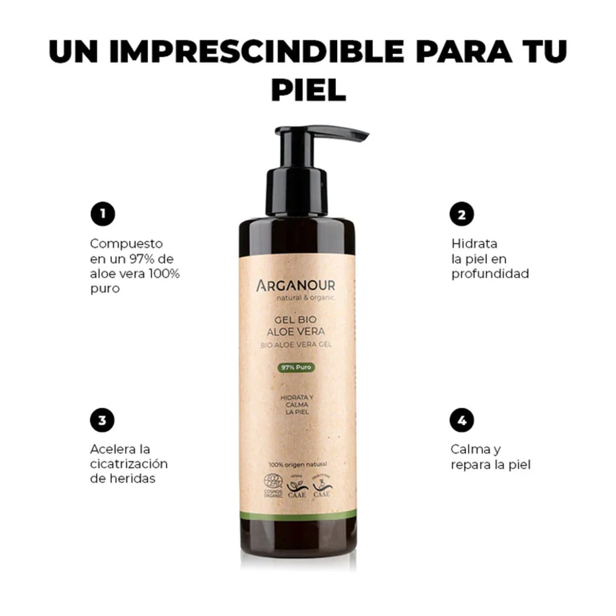 Gel de Aloe Vera 97% Certificado Ecológico Arganour 250 ml