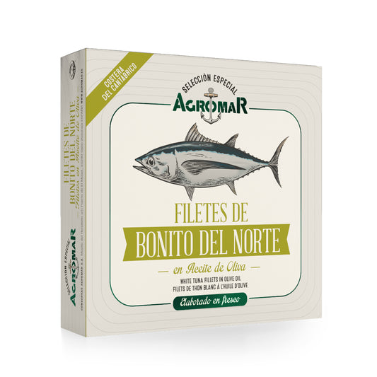 Filetes de Lomo Bonito del Norte en Aceite de Oliva Costera del Cantábrico en Lata AGROMAR 550 g (350 g escurrido)