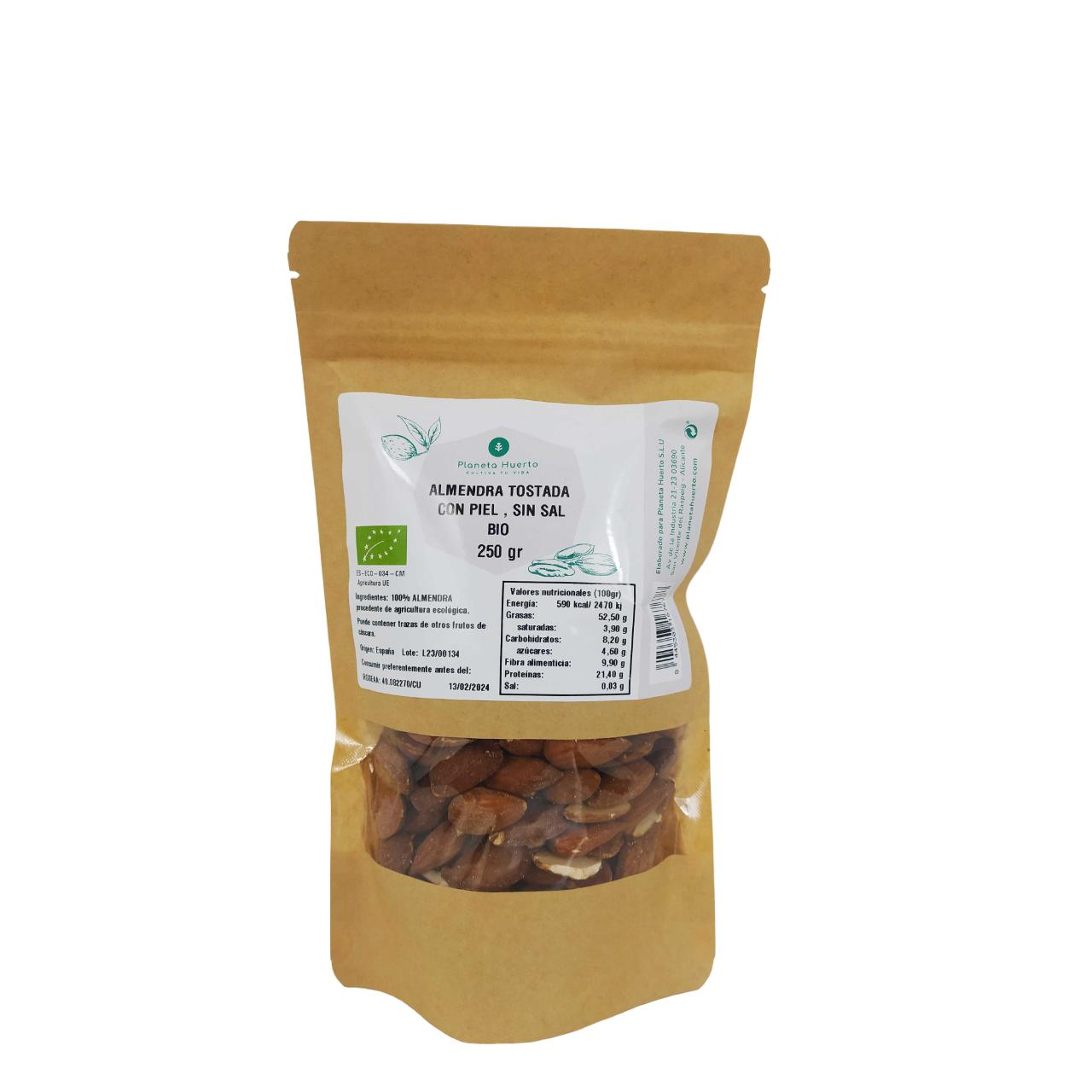 Almendra tostada con piel sin sal ECO Planeta Huerto 250 g