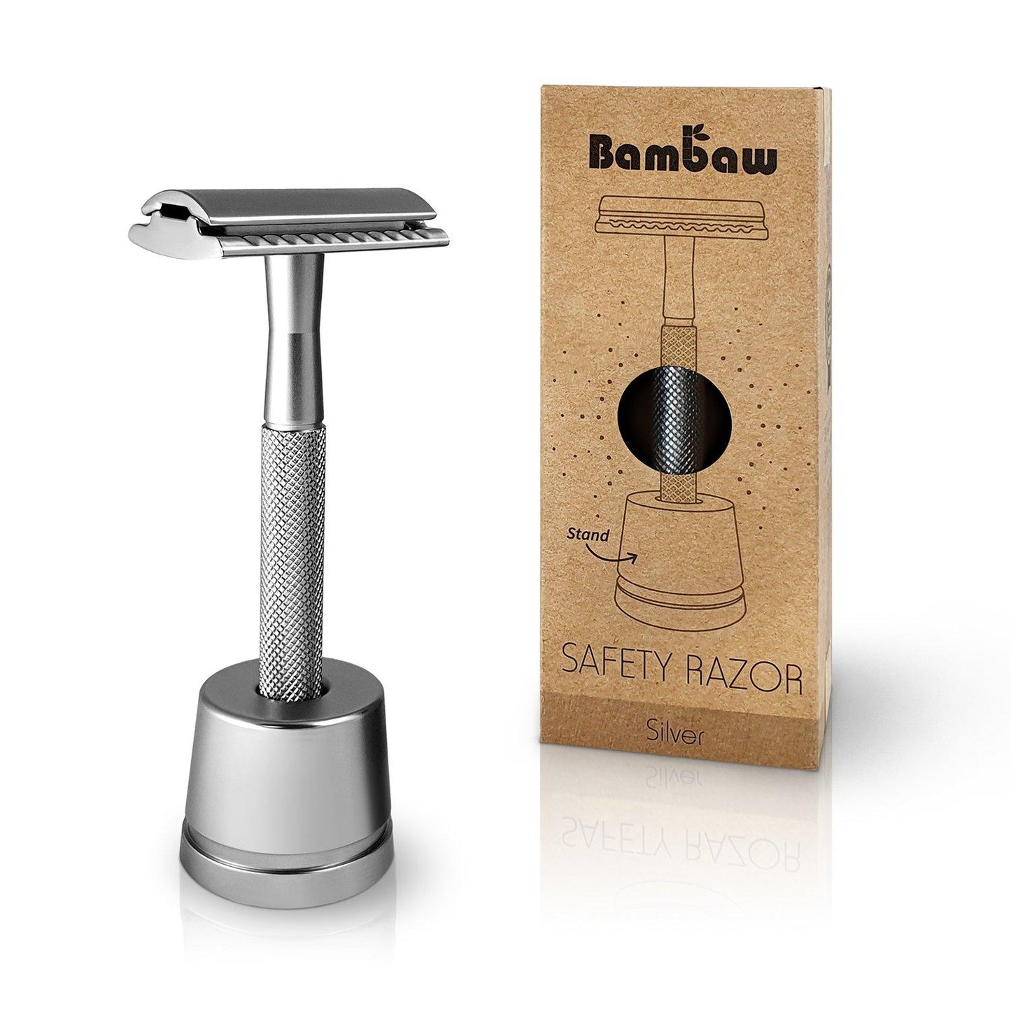 Maquinilla de afeitar de metal con soporte Bambaw