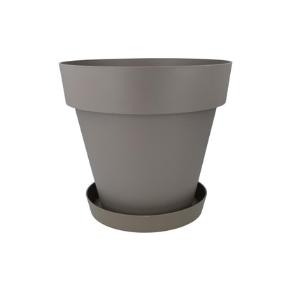 Pack maceta con plato color taupe Tes 18 x 15 cm
