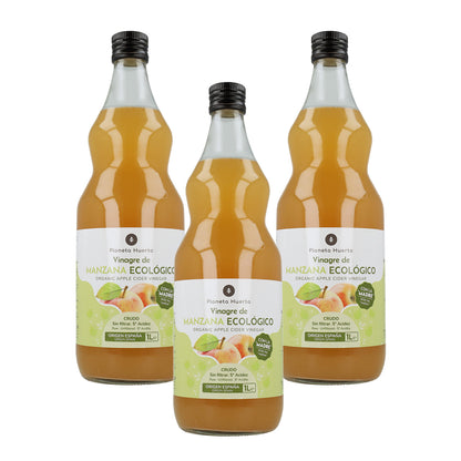 Pack 3x Vinagre de manzana ECO crudo sin filtrar con la madre Planeta Huerto 1L