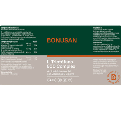 Bonusan L-Triptófano 500 mg plus 60 cápsulas
