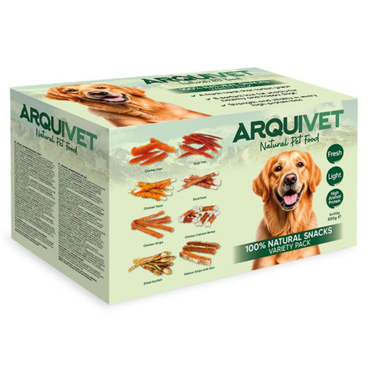 Variety Pack Snacks naturales para perros Arquivet 8x100 g