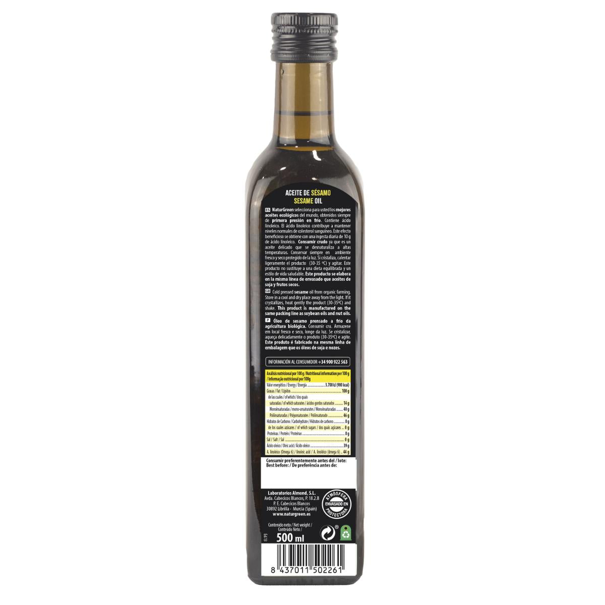 Aceite de Sésamo BIO NaturGreen.