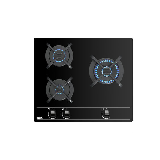 Placa de Gas 3 Zonas Teka GBC 63010 cristal templado Negro