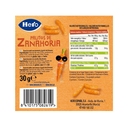 Pack 7x Palitos de zanahoria 30 g-Hero Kids