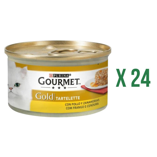Pack 24 x GOURMET GOLD Tartaleta Pollo y Zanahoria Comida húmeda 85g